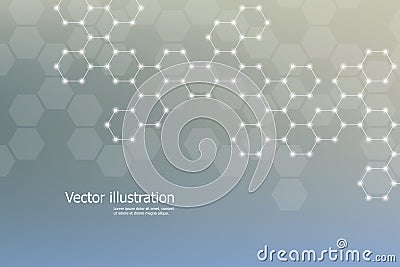 Hexagonal structure molecule dna of neurons system, genetic and chemical compounds. Vector illustration. Vector Illustration