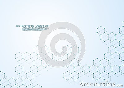 Hexagonal structure molecule dna of neurons system, genetic and chemical compounds. Vector illustration. Vector Illustration