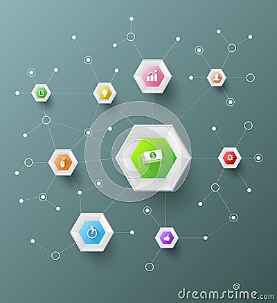 Hexagons connection. Vector Illustration