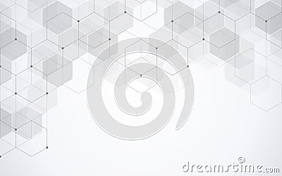 Hexagons pattern. Geometric abstract background with simple hexagonal elements. Medical, technology or science design. Stock Photo