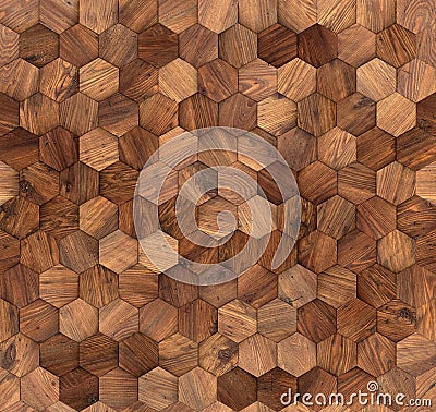 Hexagons wood wall seamless texture Stock Photo