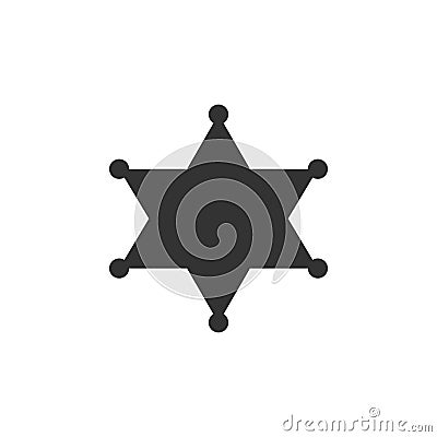 Hexagram sheriff icon isolated. Flat design Vector Illustration