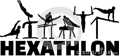 Hexathlon gymnastics set Vector Illustration
