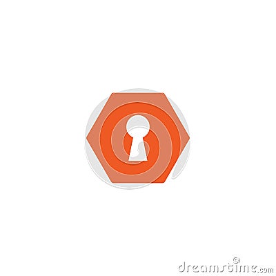 Hey hole in red hexagon icon. Padlock, lock symbol isolated on white Vector Illustration