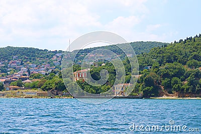 Watching the Heybeliada Island from a steamboat. Stock Photo