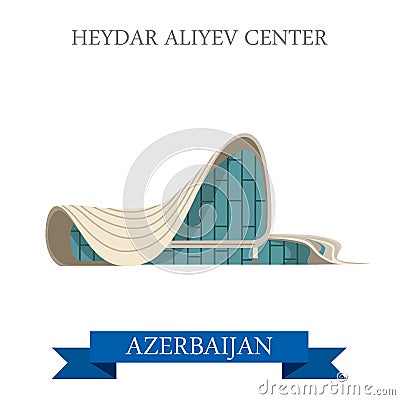 Heydar Aliyev Center Azerbaijan landmarks vector flat attraction Vector Illustration