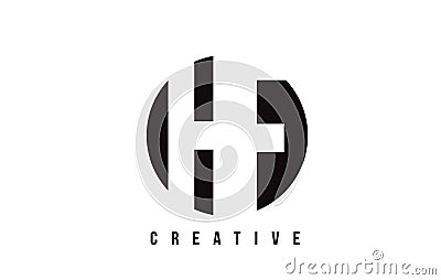 HF H F White Letter Logo Design with Circle Background. Vector Illustration