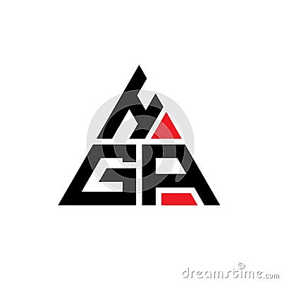 HGA triangle letter logo design with triangle shape. HGA triangle logo design monogram. HGA triangle vector logo template with red Vector Illustration