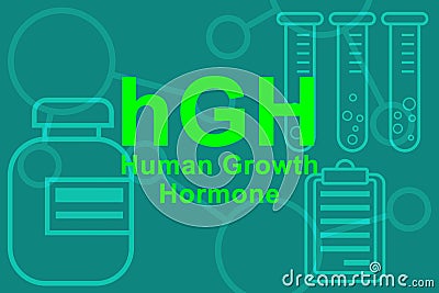 HGH Human growth hormone sign and test tubes Stock Photo