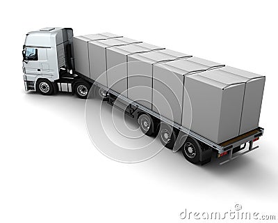 HGV Truck Shipping White Boxes Stock Photo