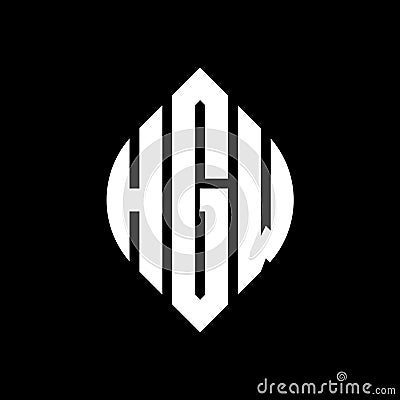 HGW circle letter logo design with circle and ellipse shape. HGW ellipse letters with typographic style. The three initials form a Vector Illustration