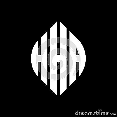 HHA circle letter logo design with circle and ellipse shape. HHA ellipse letters with typographic style. The three initials form a Vector Illustration