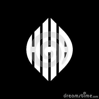 HHB circle letter logo design with circle and ellipse shape. HHB ellipse letters with typographic style. The three initials form a Vector Illustration