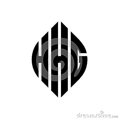 HHG circle letter logo design with circle and ellipse shape. HHG ellipse letters with typographic style. The three initials form a Vector Illustration