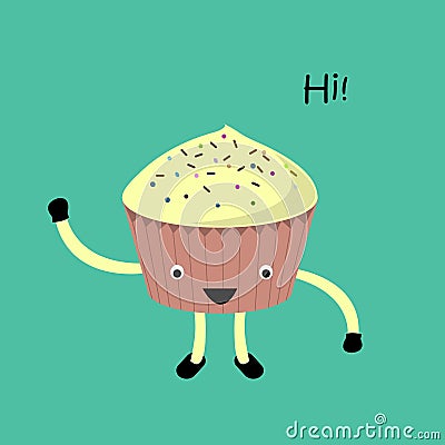 Hi cupcake Vector Illustration