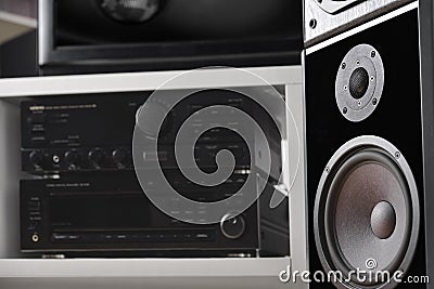 Hi-Fi system with speakers Stock Photo
