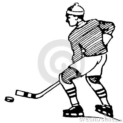 Vintage Clipart 86 Ice Hockey Player Stock Photo