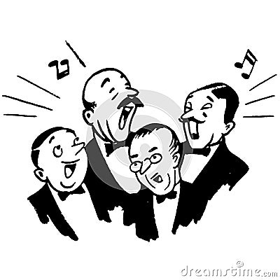 Vintage Clipart 244 Mens Barbershop Quartet Chorus Singing Stock Photo