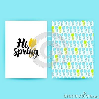 Hi Spring Trendy Poster Vector Illustration