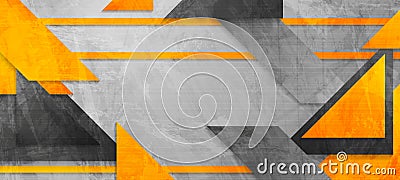 Hi-tech abstract orange grey banner background Vector Illustration