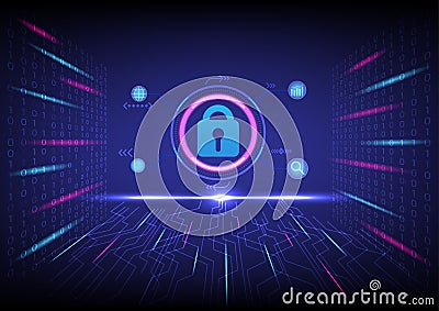 hi tech background Padlock Information security system Vector Illustration