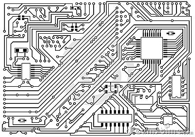 Hi-tech black and white electronic background Stock Photo