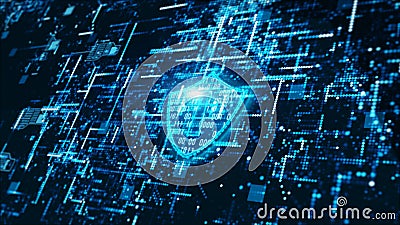 Hi-Tech digital technology cyber security display holographic information abstract background Stock Photo