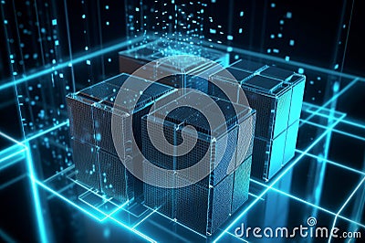 Hi tech future square blocks. Generate ai Stock Photo