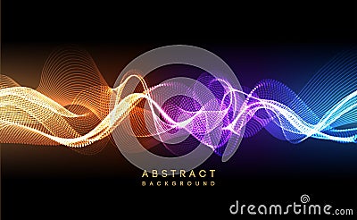 Hi-tech futuristic techno background, neon shapes and dots. Technology connection, big data, dotted structure Vector Illustration