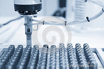 The hi-technology material handing process in by robotics system. Stock Photo