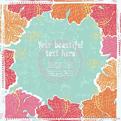 Hibiscus flowers retro vignette Vector Illustration