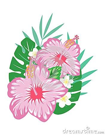 Hibiscus print isolated on white Vector Illustration