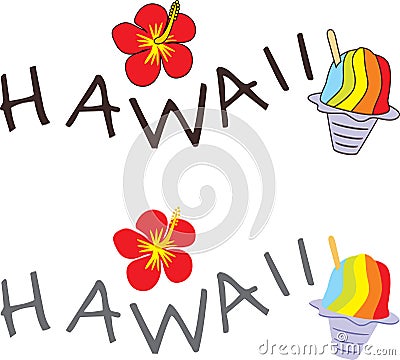 Hibiscus and shave ice. Design for Hawaii menu Vector Illustration