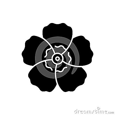 Hibiscus syriacus black glyph icon Vector Illustration