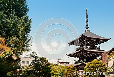 Hida Kokubunji old Buddhist Temple three storey pagoda in old Ed Stock Photo