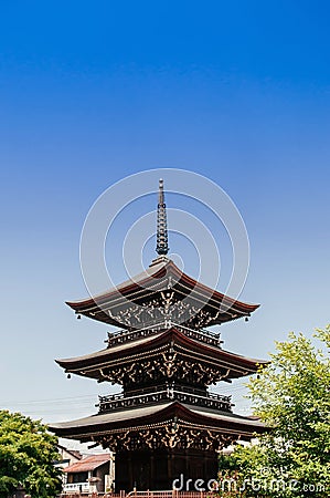 Hida Kokubunji old Buddhist Temple three storey pagoda in old Ed Stock Photo