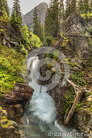 Hidden Falls Below Angel Wing Mountain Stock Photo