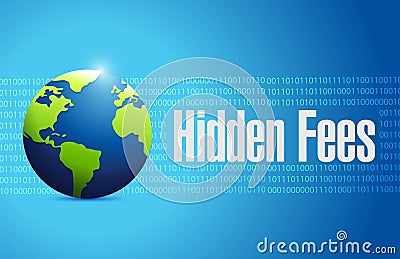 hidden fees globe sign concept illustration Cartoon Illustration