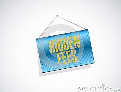 hidden fees hanging sign concept Cartoon Illustration