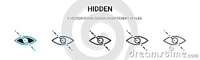 Hidden icon in filled, thin line, outline and stroke style. Vector illustration of two colored and black hidden vector icons Vector Illustration