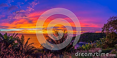 scenery sunset at The hidden paradise beach in Phuket Stock Photo