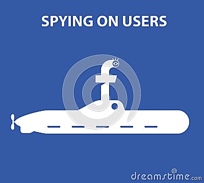 Hidden surveillance of users. Spying on users like the periscope. Vector Illustration
