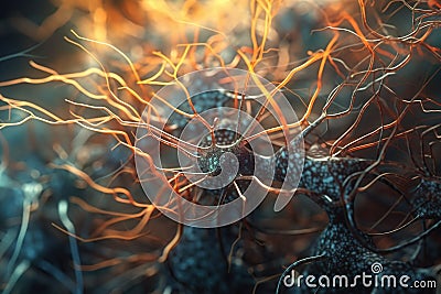 The Hidden Universe of a Brains Neuron Stock Photo