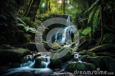 Hidden Waterfalls. Nature's Hidden Treasures Stock Photo