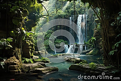 Hidden Waterfalls. Nature's Hidden Treasures Stock Photo