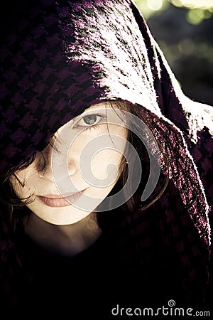 Hidden woman on veil Stock Photo