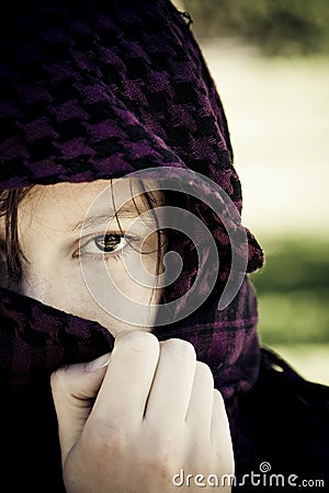 Hidden woman on veil Stock Photo