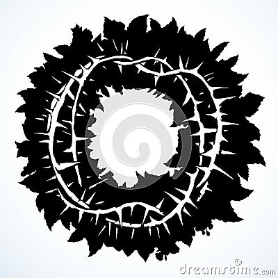 A wreath of thorns in a flower crown. A symbol of deceptive happiness. Vector drawing Vector Illustration