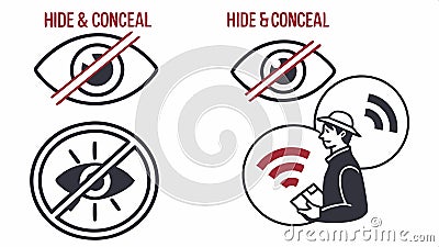 Hide and conceal icons, privacy and security symbols vector design Generative AI Vector Illustration