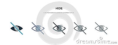 Hide icon in different style vector illustration. two colored and black hide vector icons designed in filled, outline, line and Vector Illustration
